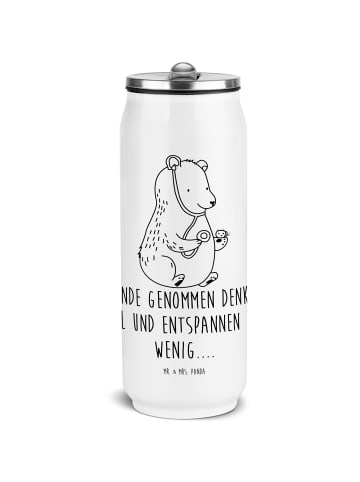 Mr. & Mrs. Panda sport trinkflasche Bär Arzt mit Spruch in Weiß