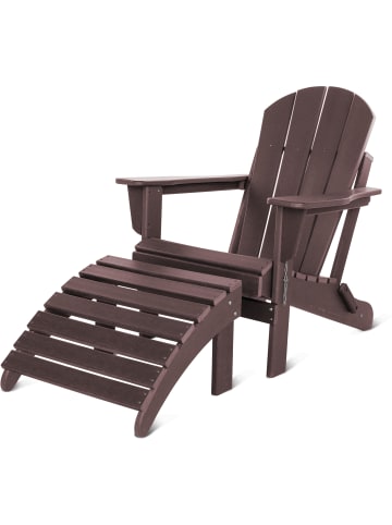 Aspero Gartenstuhl Adirondack mit Fußstütze in Bordeaux
