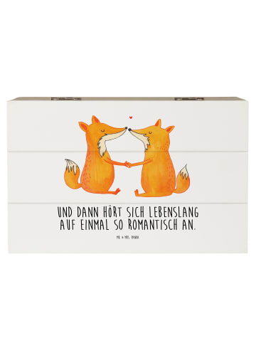 Mr. & Mrs. Panda Holzkiste Füchse Liebe mit Spruch in Weiß