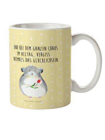 Mr. & Mrs. Panda Kindertasse Chinchilla Blume mit Spruch in Gelb Pastell