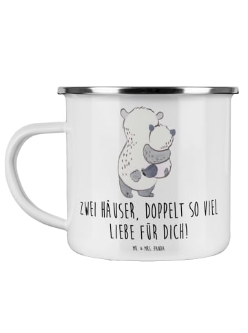 Mr. & Mrs. Panda Emaille Tasse Trennung von den Eltern mit Spruch in Weiß
