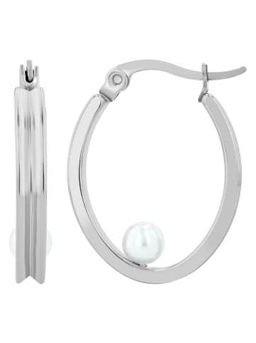Adeliás Damen Ohrringe aus Edelstahl mit Perle in silber