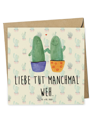 Mr. & Mrs. Panda Grußkarte Kaktus Liebe mit Spruch in Kaktus Grün