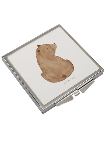 Mr. & Mrs. Panda Kosmetikspiegel Bär Schulterblick ohne Spruch in Weiß