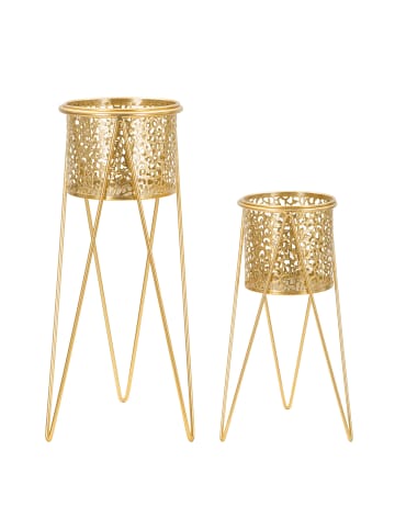 Mauro Ferretti Set mit 2 goldenen Metall-Pflanztöpfen 21x20x46-18x18x32 cm