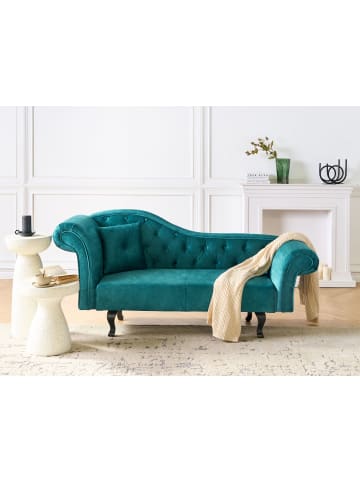 Beliani Chaiselongue LATTES in Grün/Braun - (W) 192 x (H) 81 x (L) 59 cm