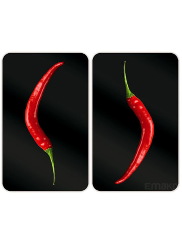 Wenko Herdschutzplatten, HOT CHILI, 2 Stück in Schwarz, (B) 30 x (L) 52 cm