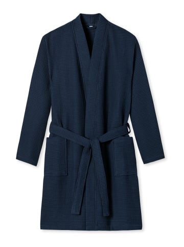 Schiesser Bademantel Elegant Kimono in Dunkelblau