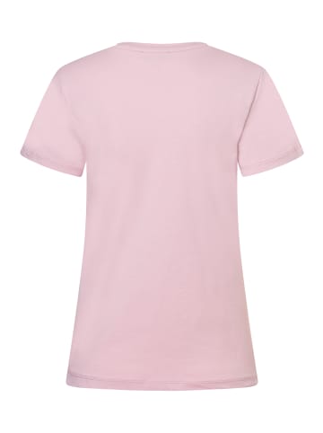 More & More stretchiges V-Neck- Shirt, Schriftstickerei in new rose