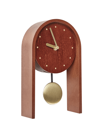Beliani Tischuhr FERDEN in Braun/Gold - (W) 15 x (H) 25 x (L) 6 cm