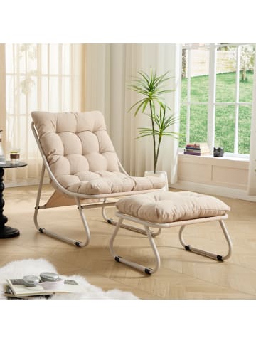 ABRIHOME Loungesessel in Beige mit Ottomane Sitzkissen für Wohnzimmer