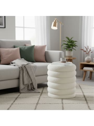 relaxdays Hocker in Weiß - (H)44 x Ø37 cm