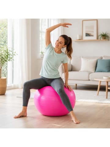 relaxdays Gymnastikball in Pink - Ø 65 cm