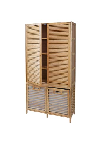 MCW Badezimmerschrank N83, Natur, Korb hellgrau