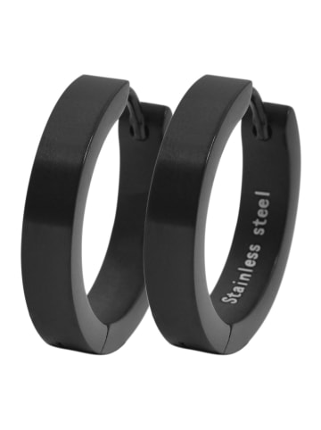 Adeliás Damen Ohrringe – Klappcreole aus Edelstahl in schwarz