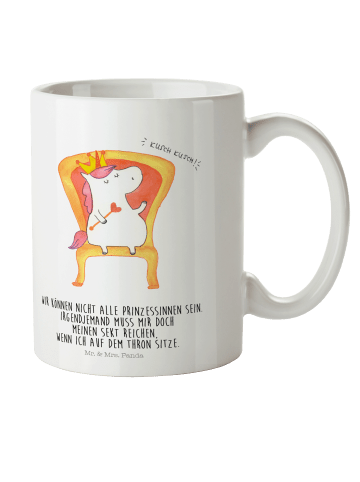 Mr. & Mrs. Panda Kaffeetasse Einhorn König mit Spruch in Weiß