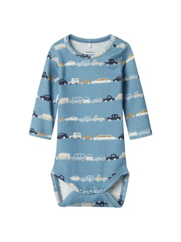 name it Langarmbody Autos in Blau