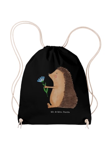Mr. & Mrs. Panda Jutebeutel Igel Blumen ohne Spruch in Schwarz