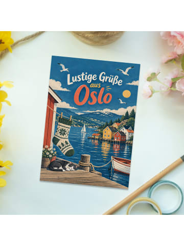 Postkarte Socke humorvoll Design mit Spruch in Weiß