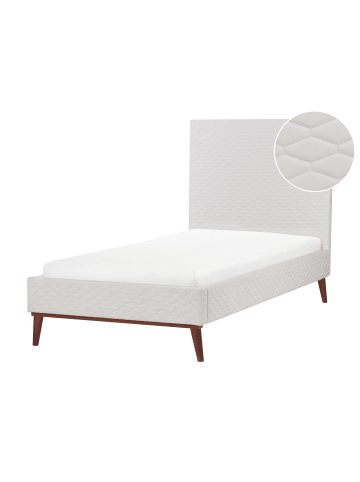 Beliani Einzelbett BAYONNE in Weiß/Dunkler Holzfarbton - (W) 101 x (H) 121 x (L) 212 cm