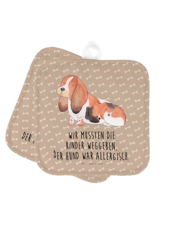 Mr. & Mrs. Panda 2er Set Topflappen  Hund Basset Hound mit Spruch in Hundeglück