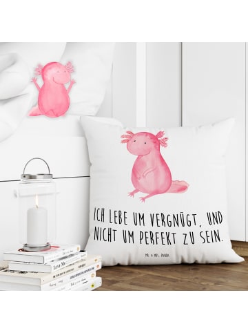 Mr. & Mrs. Panda Deko Kissen Axolotl Niedlich mit Spruch in Weiß