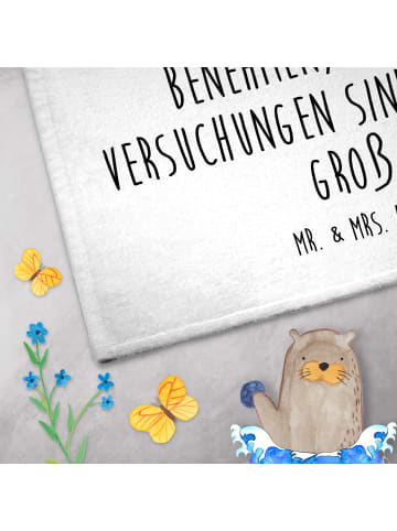 Mr. & Mrs. Panda Frotteehandtuch Alpaka Fahne mit Spruch in Weiß