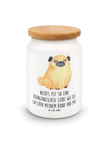 Mr. & Mrs. Panda Vorratsdose Mops mit Spruch in Weiß