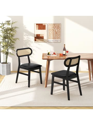 COSTWAY 2er Set Esszimmerstühle in Schwarz