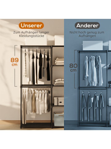 HOMCOM Stoffschrank-142L x 43B x 185H cm-Schwarz