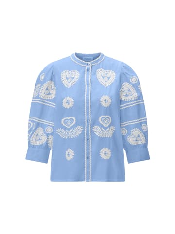 Rich & Royal Embroidery Bluse aus Musselin in Skyway Blue