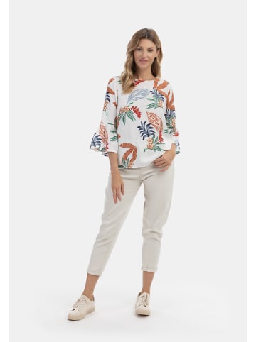 Usha Damen Blusenshirt in Wollweiss Mehrfarbig