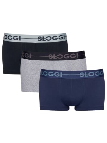 Sloggi Boxershort 3er Pack in Dunkelblau/Hellgrau/Schwarz