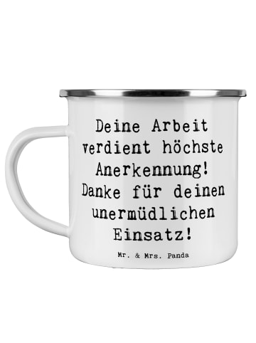 Mr. & Mrs. Panda Emaille Tasse Spruch Danke Pflegekraft mit Spruch in Weiß