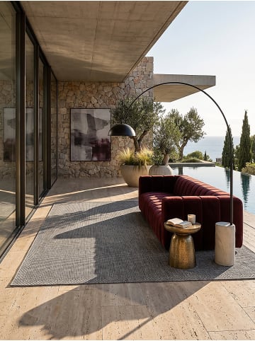 KADIMA DESIGN Flachwebteppich Uni flachgewebt pflegeleicht Wohnzimmer Flur Esszimmer in Grau
