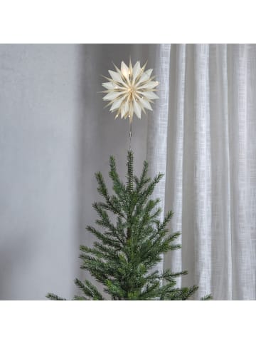 MARELIDA LED Baumspitze Papierstern Melli beleuchtet mit Timer in weiß