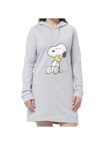 Snoopy The Peanuts Snoopy Sweatkleid Oversize Hoodie Kapuzenpullover lang in grau