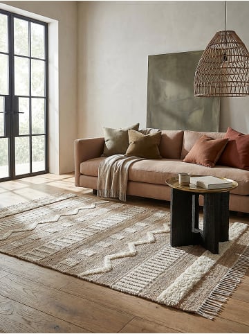 KADIMA DESIGN Naturfaser-Teppich Handgewebt WHARFE Boho Gestreift Wohnlich in Natur-Weiß