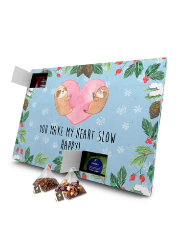 Mr. & Mrs. Panda Tee Adventskalender Faultiere Herz mit Spruch in Eisblau
