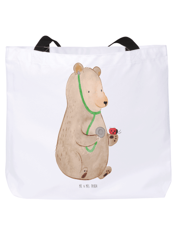 Mr. & Mrs. Panda Strandtasche Bär Arzt ohne Spruch in Weiß