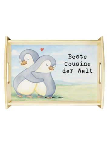 Mr. & Mrs. Panda Servier Tablett Pinguin Beste Cousine der Welt ... in Weiß