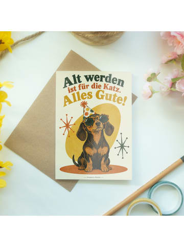 Mr. & Mrs. Panda Geburtstagskarte Hund retro Design mit Spruch in Weiß