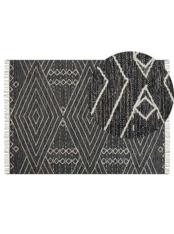 Beliani Kurzflor KHENIFRA in Schwarz/Weiß - (W) 140 x (H) 1 x (L) 200 cm
