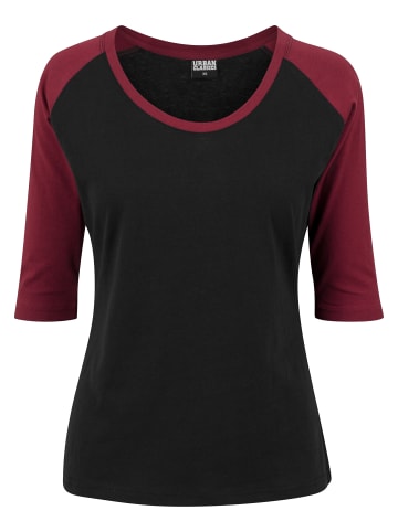Urban Classics Urban Classics Damen Ladies 3/4 Contrast Raglan Tee in blk/burgundy
