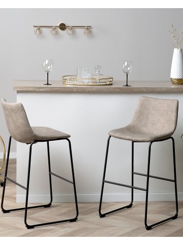 Beliani 2-tlg Barhocker FRANKS in Beige/Schwarz