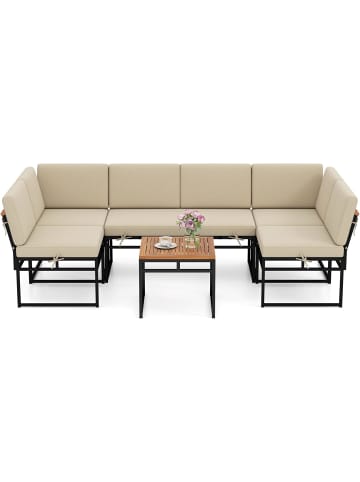 COSTWAY 6 tlg. Gartenmöbel Set in Beige