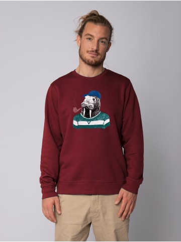 wat? Apparel Sweatshirt Walross in Weinrot