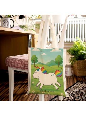 Mr. & Mrs. Panda Tasche Einhorn Happy Design ohne Spruch in Weiß