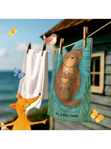 Mr. & Mrs. Panda Handtuch Otter Muschel Design ohne Spruch in Weiß