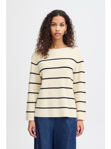 ICHI Langarm IHBOSTON Loose fit in Almond Milk Black stripe